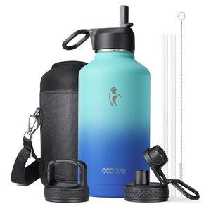 XL Coolflask Bottle 64 oz Vacuum Stainless Steel Wide Mouth Half Gallon Thermo